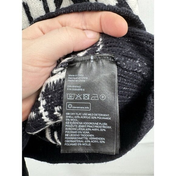 H&M Dream Of Dreams Sweater Women Small Black White Oversized Mock Neck Preppy - Picture 8 of 10